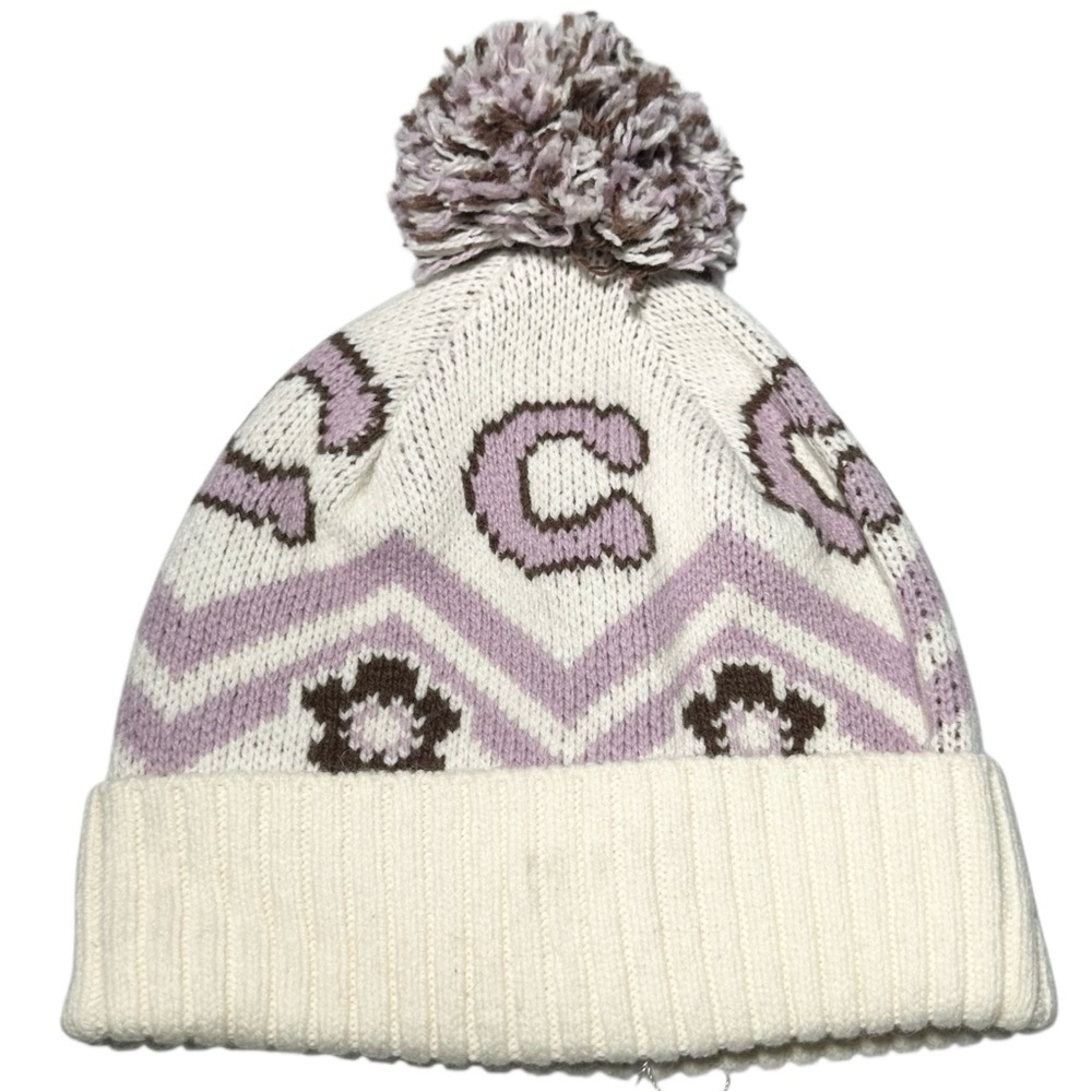 Coach Beanie Fair Isle Print Knit Hat Logo #CCW04 - Picture 2 of 7